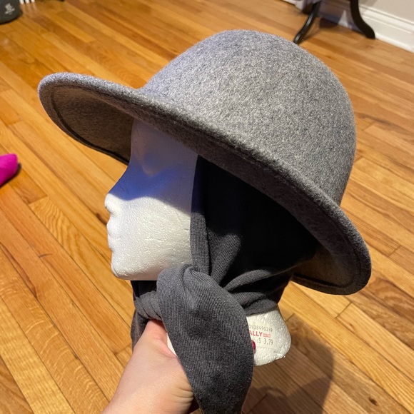 Vintage Betmar NY 100% wool hat with tie winter warm gray one size - Picture 3 of 7